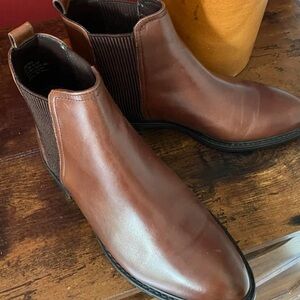 Boots Brown Leather Women's Chukka Boots with Elastic Panels